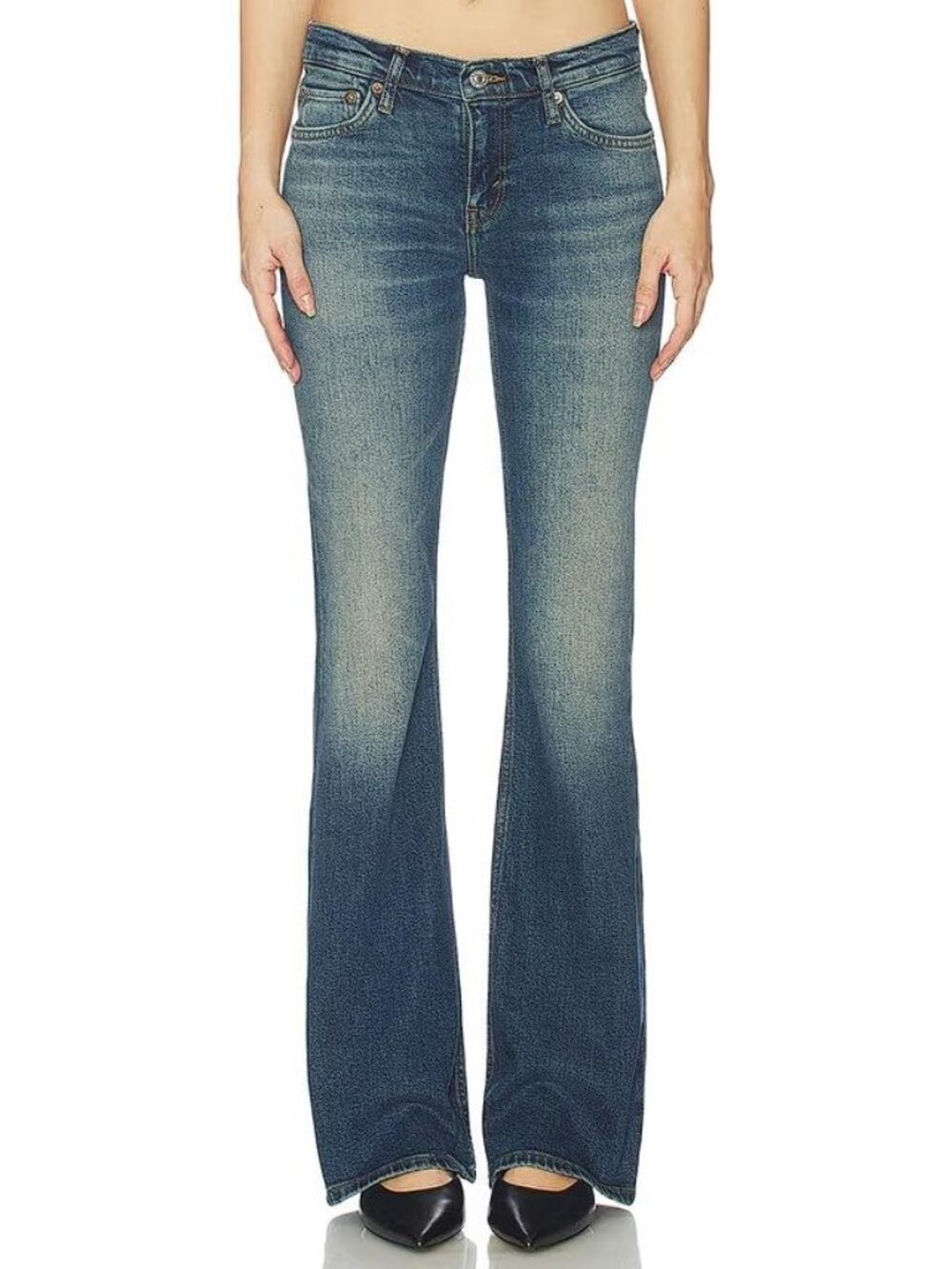 RE/DONE Women's Low Rise Micro Boot Jeans Size 25 In Smoke Water
